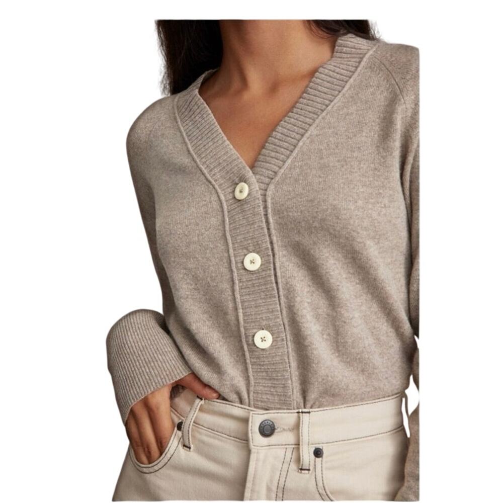 Everlane ReCashmere V-Neck Cardigan Heathered Taupe Size Small